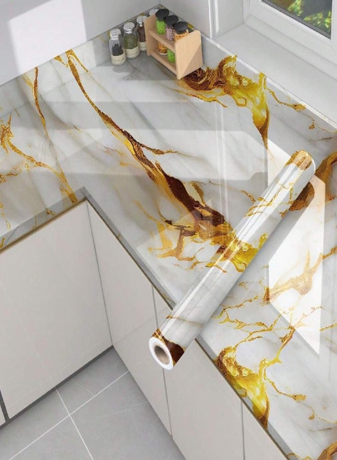 FLETIX Premium Wall Stickers DIY Vinyl Marble Peel and Stick Waterproof Wallpaper for Home-Office-Bedroom Kitchen Countertop Wooden Furniture Oil Proof Kitchen Stickers (1, Ocean White(60X200cm)) - Image 1